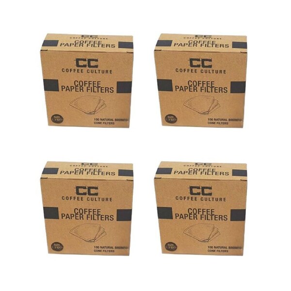 4x 100pc Coffee Culture 2-Cup Coffee Pour Over Brewing Paper Filter Size 1