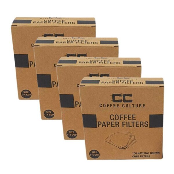4x 100pc Coffee Culture 4-Cup Coffee Pour Over Brewing Paper Filter Size 1