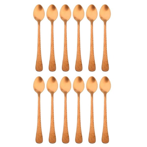 2x 6pc Coffee Culture Satin Copper Stainless Steel Parfait Stir Spoon Set 17.8cm
