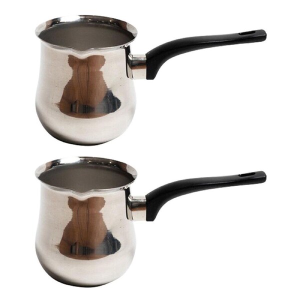 2PK Coffee Culture Stainless Steel 520ml Stovetop Turkish Coffee Pot Silver