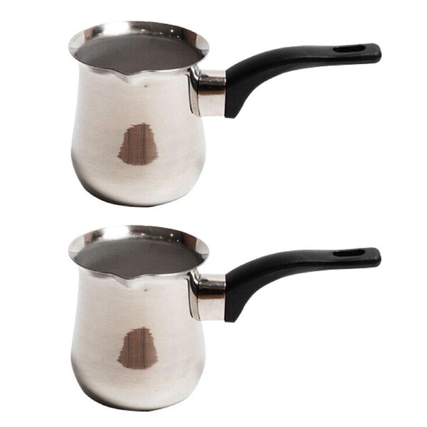 2PK Coffee Culture Stainless Steel 350ml Stovetop Turkish Coffee Pot Silver