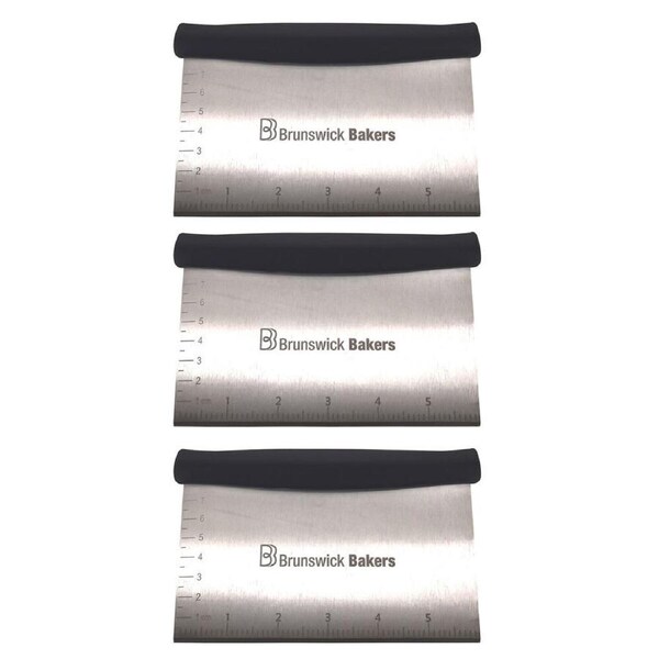 3PK Brunswick Bakers Stainless Steel Dough Scraper w/ Handle 16x10cm Baking Tool