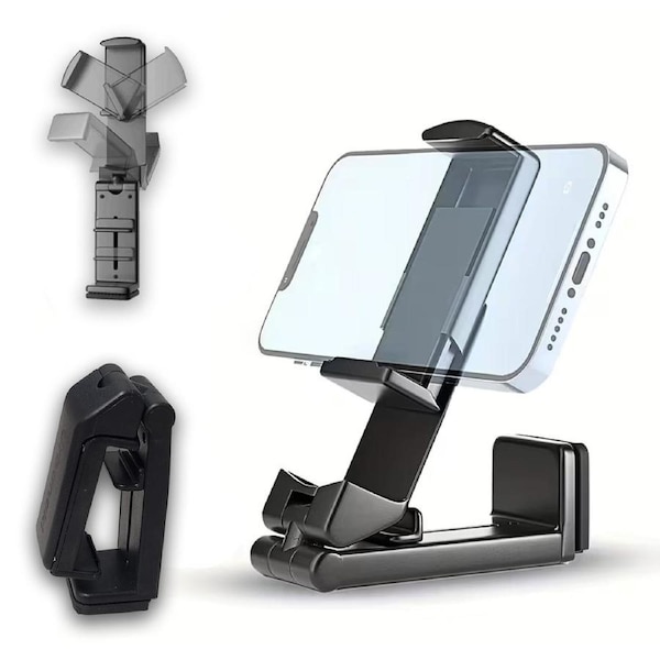 Urbanoki Airplane Phone Holder Mount 360° Rotation Stand for Travel Desk - Black