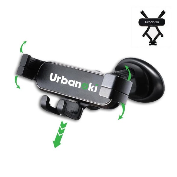 Urbanoki Air Vent Car Phone Holder Mount Strong Grip for Smartphones - Black