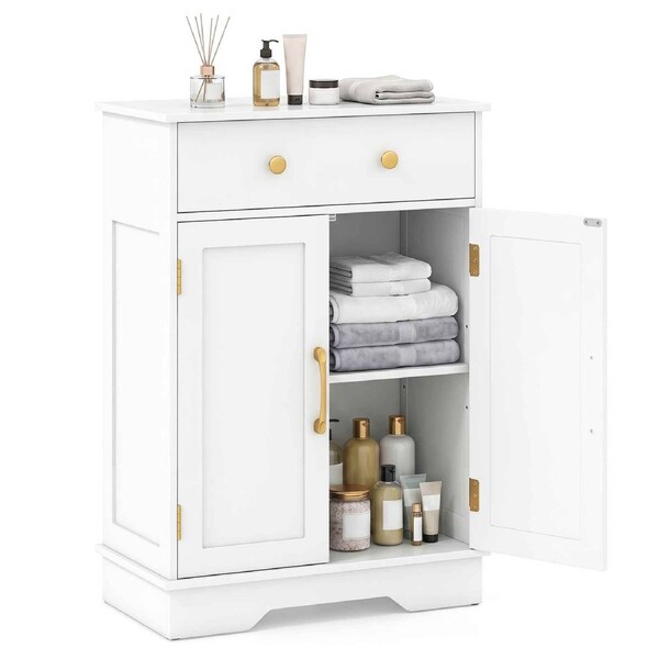 Giantex Floor Storage Cabinet Modern Buffet Sideboard w/Adjustable Shelf Coffee Bar Cabinet White
