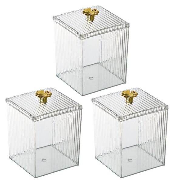 3PCS Transparent Storage Box Desktop Organiser Small Clear Container for Office