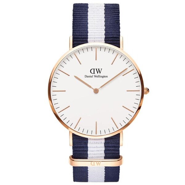 Daniel Wellington Classic Glasgow Rose Gold/Fabric Strap Unisex Analog Watch