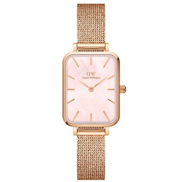 Daniel Wellington Quadro Pressed&nbsp;Melrose Rose Gold Mesh Strap Ladies Watch