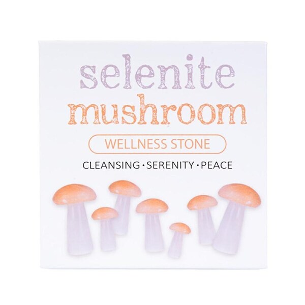 Wishstone Gemstone Soothing Selenite Mushroom Serenity/Peace Wellness Stone