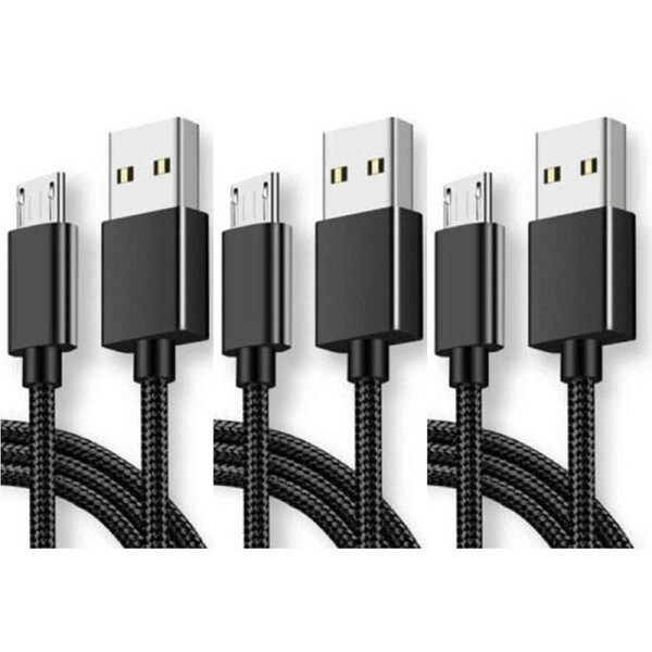3-Pack Fast Charging Micro USB 2.0 Cable Cord - 1M (Black) for Android & Samsung Galaxy