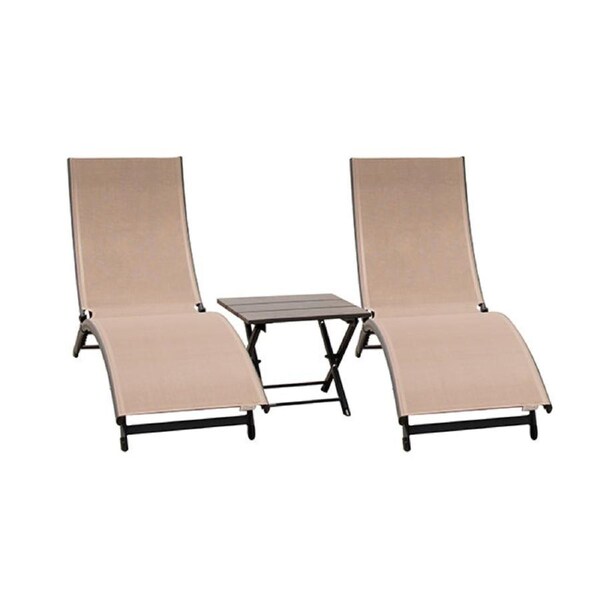 Coral Springs Phifer ® & Aluminum Outdoor Pool Lounger Set (3pc) - Macchiato