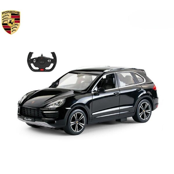 RASTAR Licensed 1:14 Porsche Cayenne Turbo RC Car - Black Remote Control SUV with Lights & Suspension