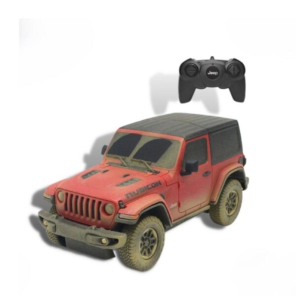 RASTAR Licensed Jeep Wrangler Rubicon RC Car - 1:24 Scale Muddy Edition with Rechargeable Battery & All-Terrain Control