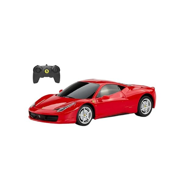 RASTAR Licensed Ferrari 458 Italia 1:24 Remote Control Car - Red/Yellow RC Sports Car Toy with Suspension