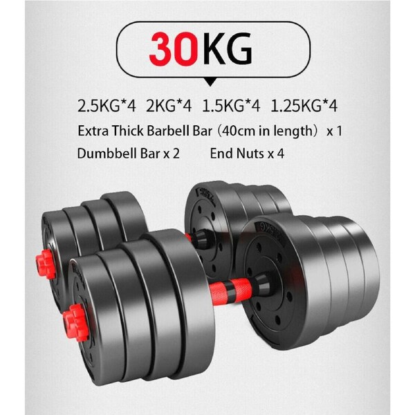 Fitness Master 20-40kg Adjustable Dumbbell Set Home Gym Barbell Weight Fitness Workout 30kg