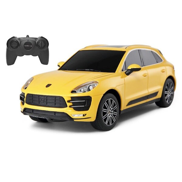 RASTAR Licensed 1:24 Porsche Macan Turbo RC Car - Yellow Remote Control SUV with Suspension