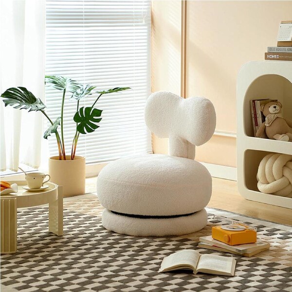 Stella Whale-shaped Faux Lambswool Fabric Swivel Single Sofa / Lazy Sofa