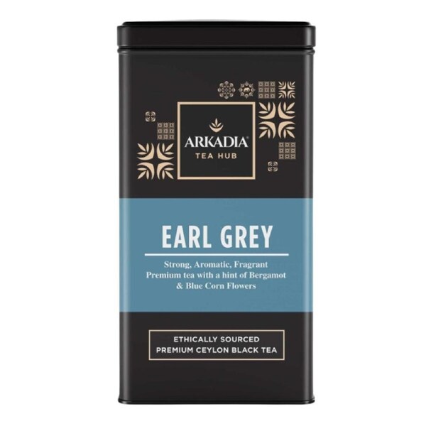 Arkadia Earl Grey Tea Tin – Collectible Storage for 100 Pyramid Tea Bags