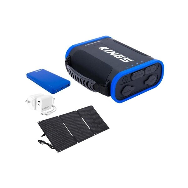 Kings 36AH Lithium Portable Value Pack 70W Solar Panel+ 65 W Adapter+ Power Bank