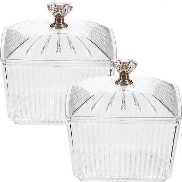 2Pcs Sweets Jars Candy Jar Sugar Snacks Bowl Cookie Container Buffet Storage Container with Lid