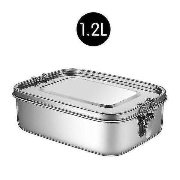 1pc 1200ml Stainless Steel Lunch Container Bento Food Container Sna...