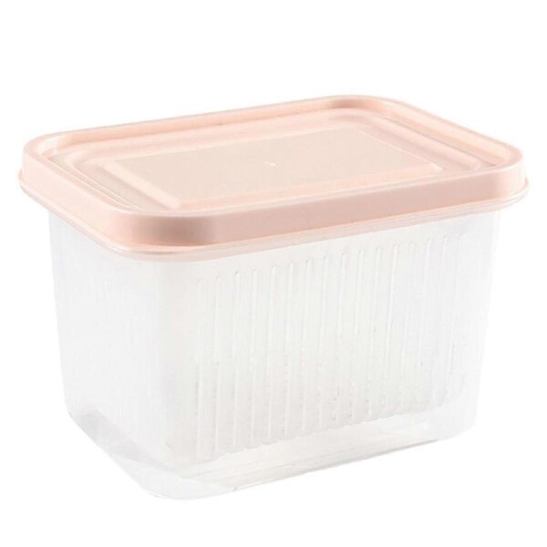 Drain Storage Box with Sealed Lid PP Refrigerator Food Storage Container for Scallion Ginger Garlic,Beige