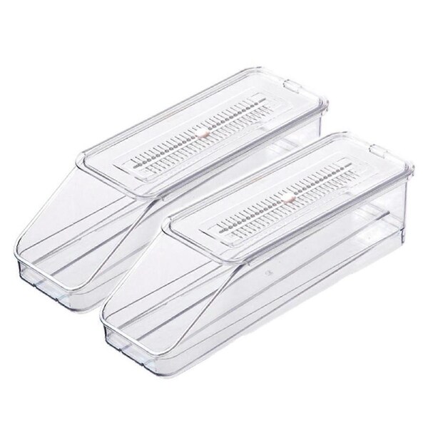 2 Pcs Fridge Egg Storage Box Automatic Rolling Large Capacity Space-Saving Stackble Egg Organizer Refrigerator Side Door Egg Dispenser Egg Carton Dine