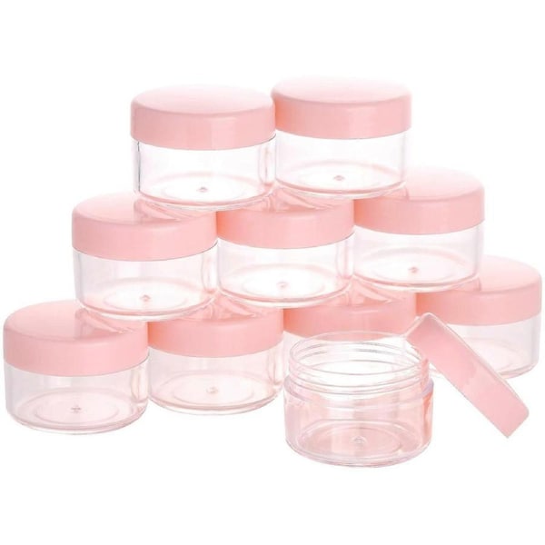15-Pack 10g Empty Sample Containers with Lids Cosmetic Jars for Lotion, Cream, Pink