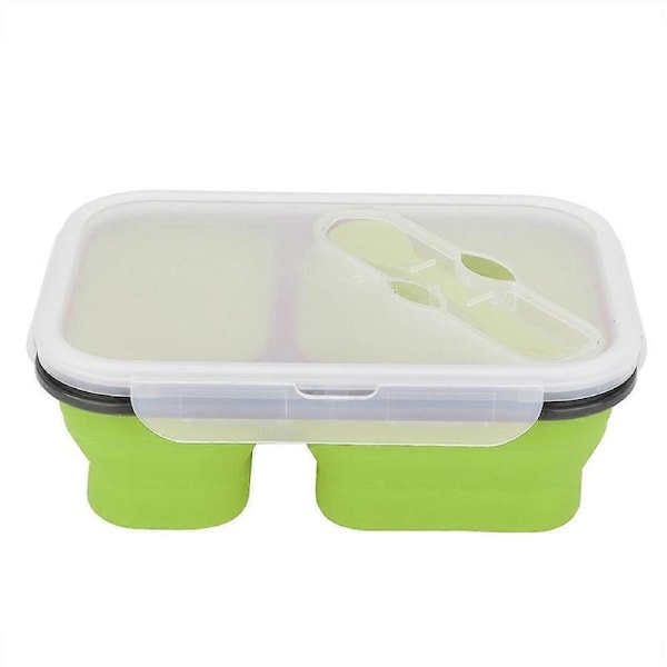 Portable Food Grade Silicone Folding Lunch Box Food Storage Container 1L (Green)