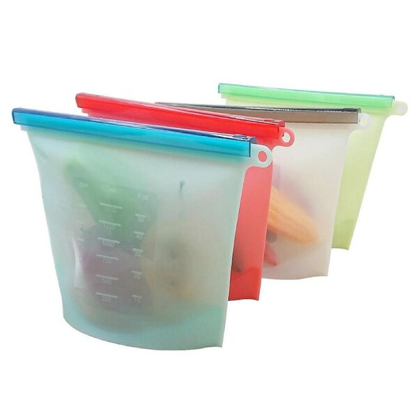Silicone Food Pouches Reusable, Silicone Food Storage Pouches Compatible With Fruits Vegetables