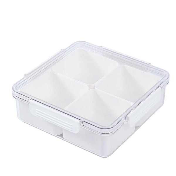 4 Compartment Snack Box Transparent Multifunctional Tight Sealing Divided Food Storage Containers for Office,Square