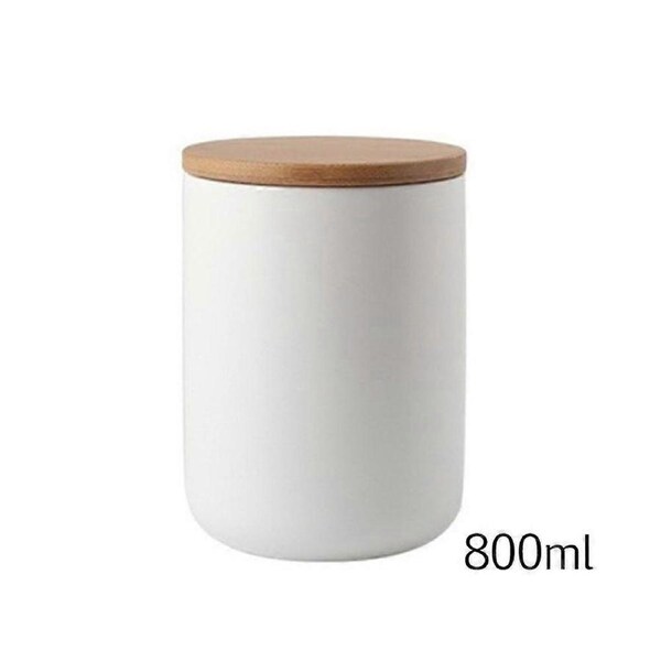 Ceramic Sealed Jars with Airtight Bamboo Lid Home Kitchen Storage Can Bulk Container for Seasoning Food Spice Tea Coffee