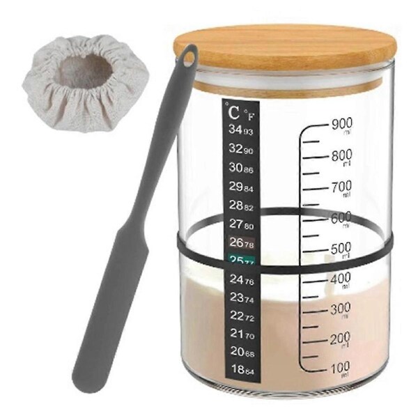 Glass Sourdough Jar Fermentation Container Tank Wide Mouth Sourdough Jar for Kitchen Baking Food St