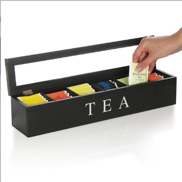 Coffee and Tea Box with Lid for Kitchen Cabinets