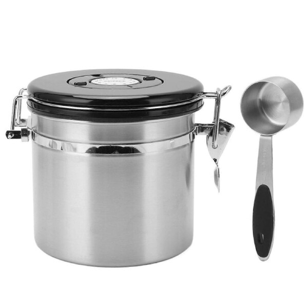 Coffee Bean Storage Stainless Steel Airtight Container Coffee with 30ml Spoon, Date Tracking Coffee Canister for Store ,1.2L
