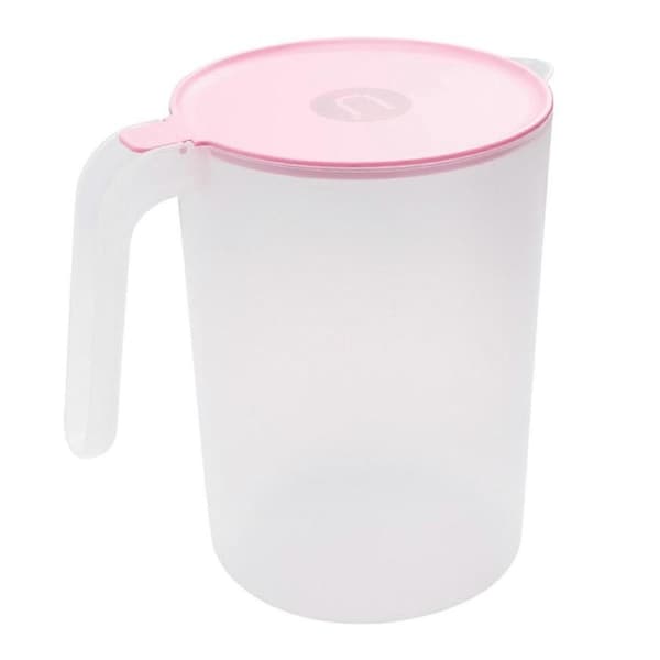 1Pc 2000ML Plastic Beverage Kettle Heat Resistant Cold Water Jug Juice Pitcher with Handle(Pink)