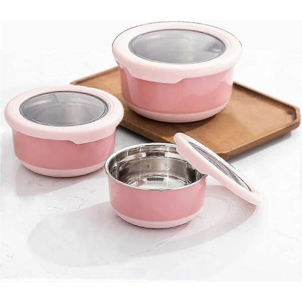 Stainless Steel Bento Lunch Box Set - 3 Leakproof Containers with Lids (420ML to 1.2L)