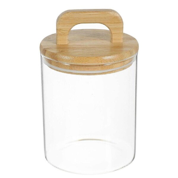 Coffee Bean Storage Container Clear Glass Jar Airtight Glass Jar with Bamboo Lid for Kitchen