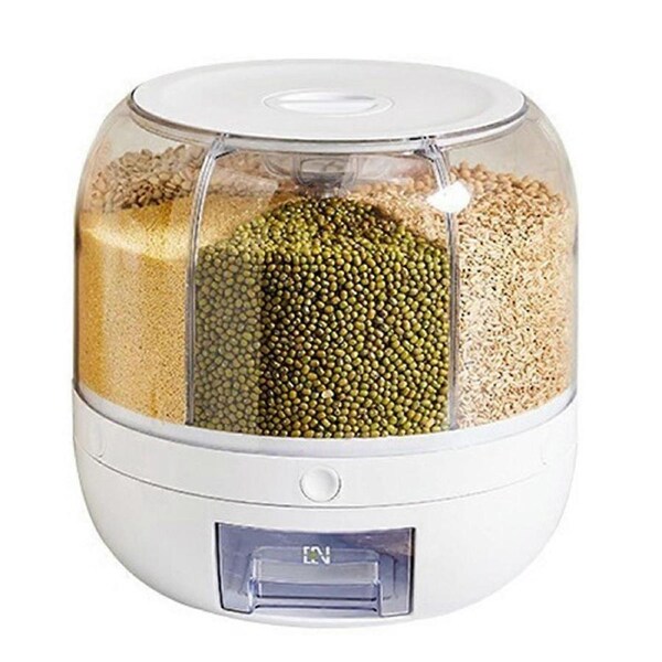 6 Grid Cereal Storage Container Dispenser Countertop Grain Organizer