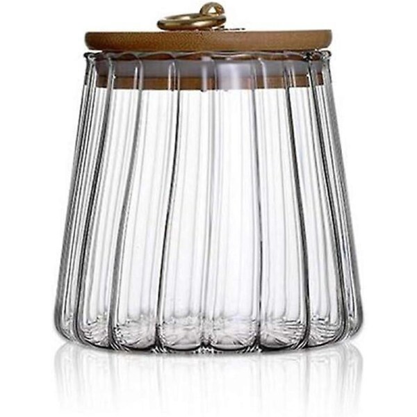 Glass Food Storage Jar 650ml/22oz Clear Glass Canister With Airtight Seal Acacia Wood Lids Kitchen Food Storage Container For Coffee Bean Loose Tea Sp
