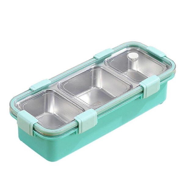 3 Compartment Lunch Box, Stainless Steel Bento Box, Portable Food Storage Container for Children, Leakproof Snack Box B