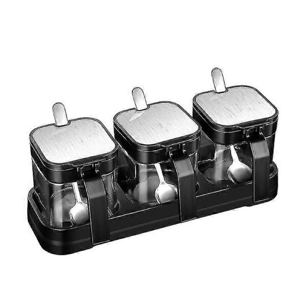 Condiment Jar Spice Container With Stainless Steel Lids & Spoons,clear Glass Condiment Canisters Pot