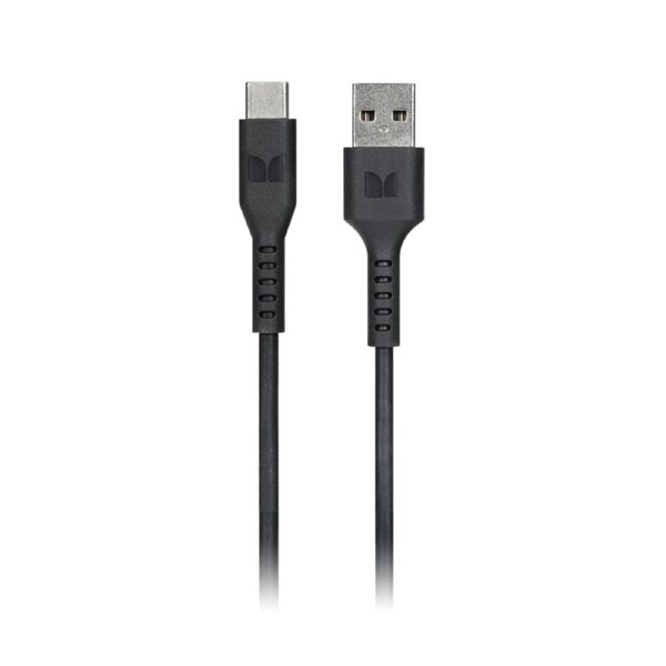 Monster USB-C to USB-A Thermo Plastic Elastometer Cable - Black 2m