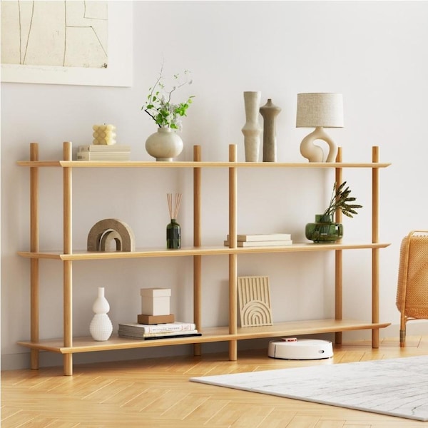 Artiss 3-Tier Bookshelf Bookcase Display Shelves Stackable Storage Stand Rack Pine