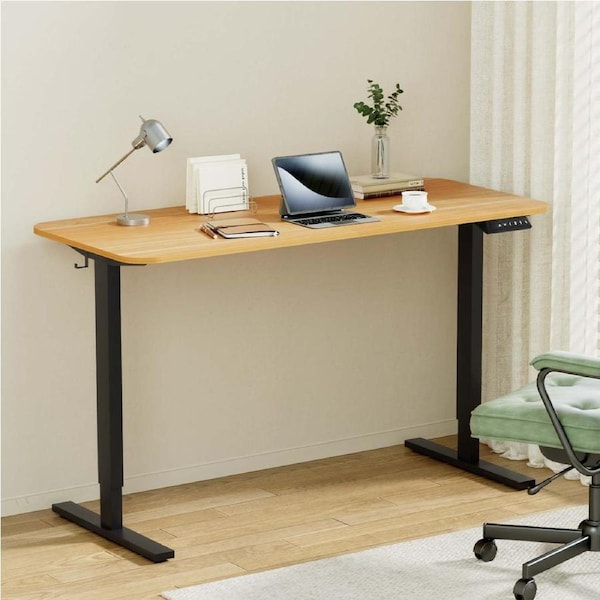 Artiss Electric Standing Desk 140cm Adjustable Height Motorised Home Office Desk Oak Black