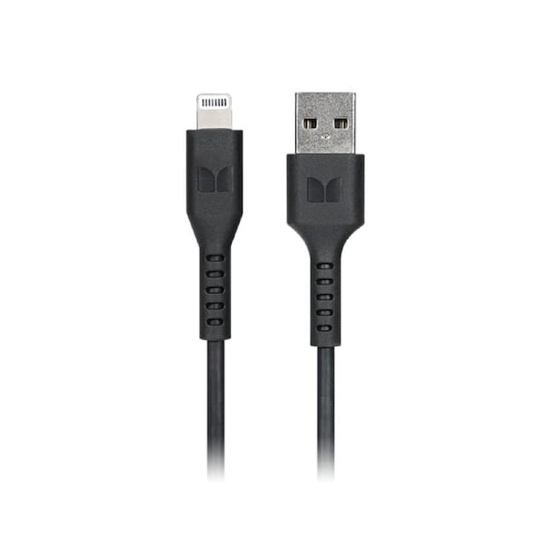Monster Lightning to USB-A Thermo Plastic Elastometer Cable - Black 2m