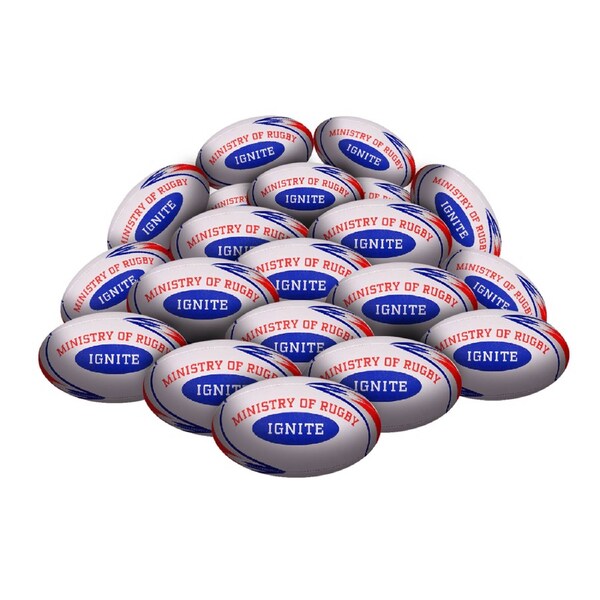 STRADIA "IGNITE" Size 4 Rugby Union Ball - "School Training Classic with Balanced Performance" - Pack of 20 with FREE Mesh Storage Bag