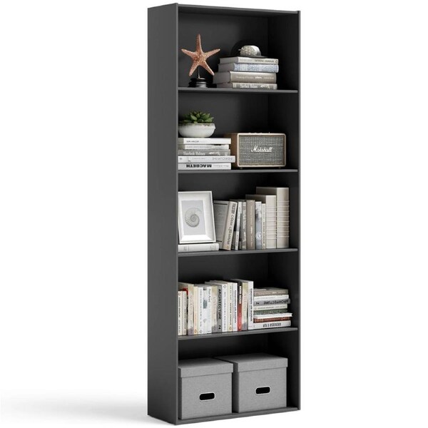 Costway 5-Shelf Storage Bookcase Modern Multi-Functional Display Cabinet Shelf Bookshelf Furniture