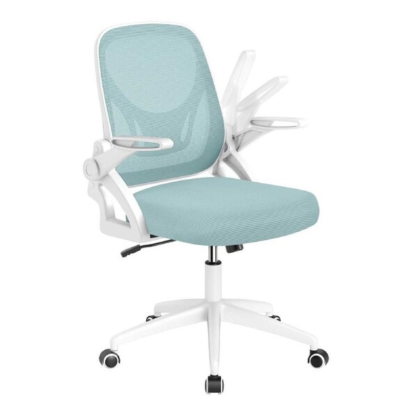Costway Swivel Mesh Office Chair w/Lumbar Support/Flip-up Arms Adjustable Ergonomic Computer Desk Chair Blue