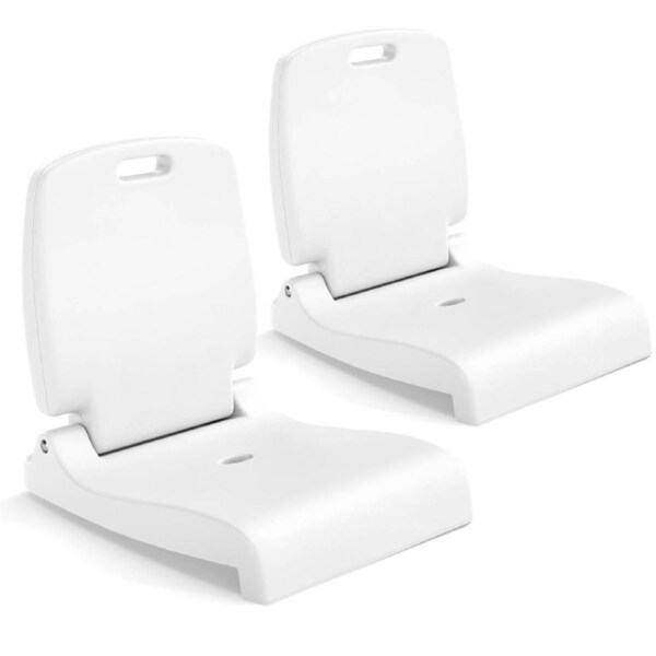 Costway 2PC Foldable Lightweight Outdoor Pool Chair w/Handle & Drainage Hole Ground Chair White